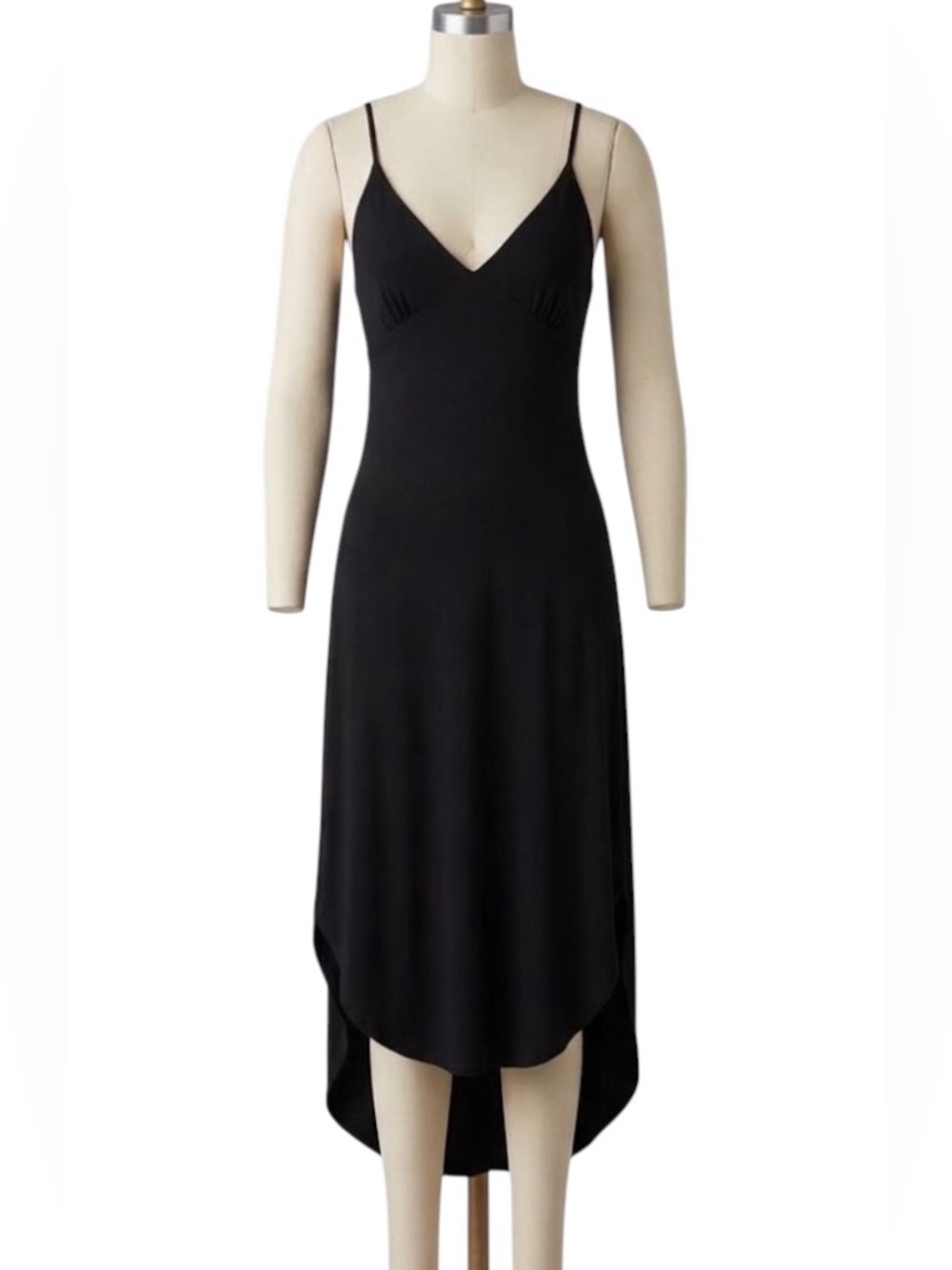 VENUS Black Jersey Slinky High Low Party Cocktail Spaghetti Strap Dress …